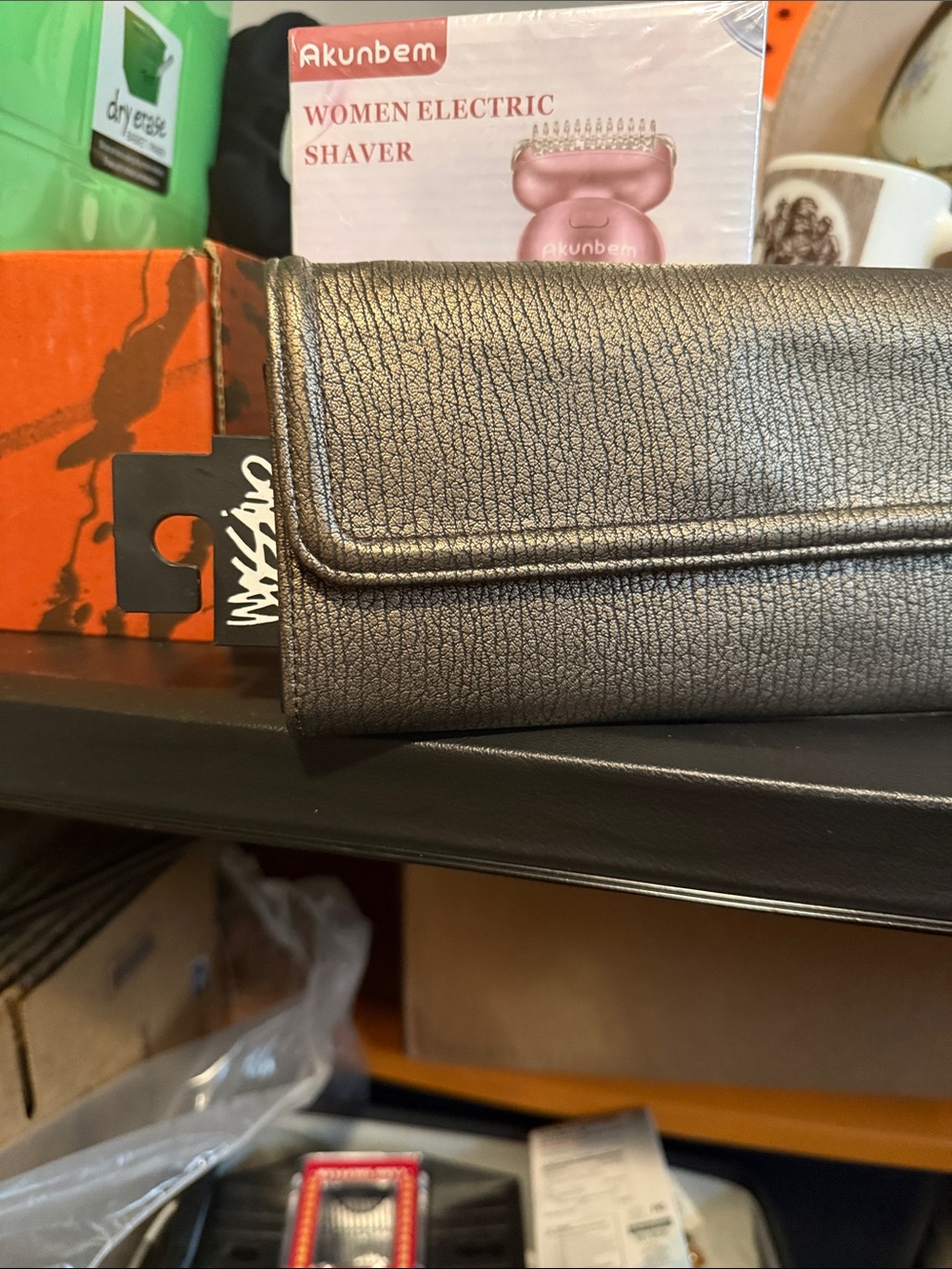 Mossimo Supply Co. Metallic Pewter Fold-Over Wallet Clutch